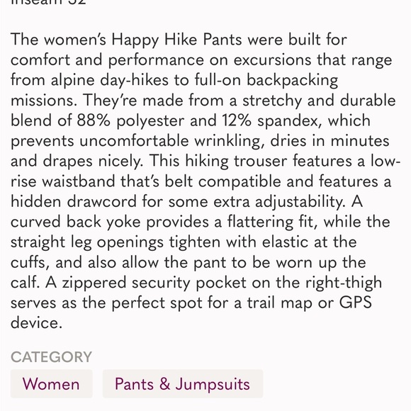 Patagonia Happy Hike Pants Tan 12 - Picture 9 of 9